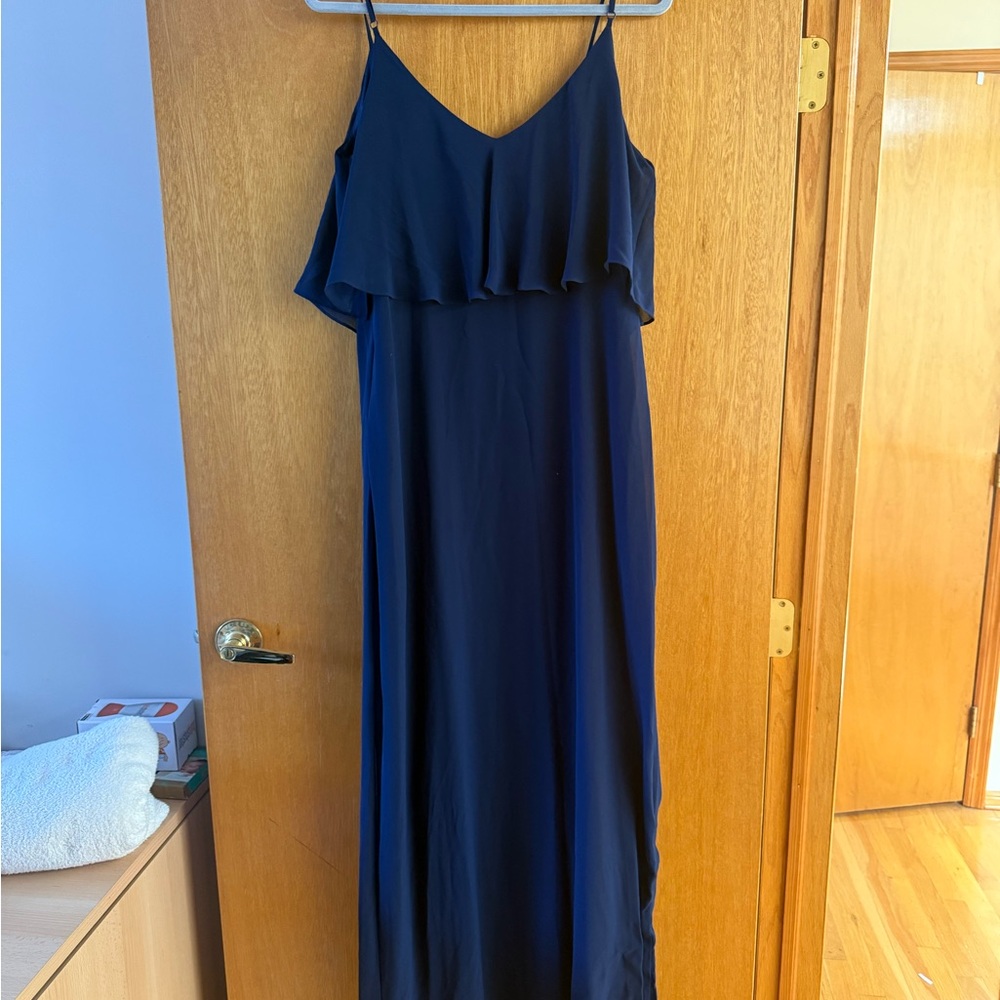Laundry By Shelli Segal Navy Ruffle Maxi Dress - Picture 7 of 7